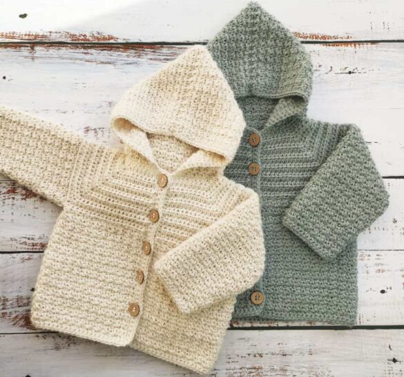 Lemon peel crochet baby jacket