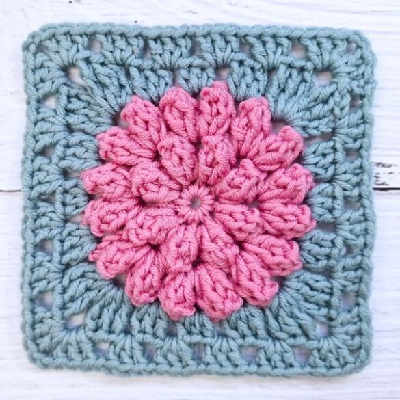 How to Crochet a Popcorn Flower Granny Square