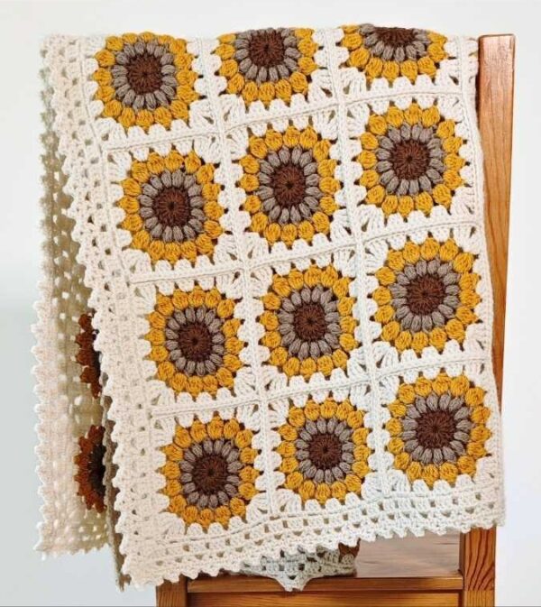 Crochet Sunflower Baby Blanket