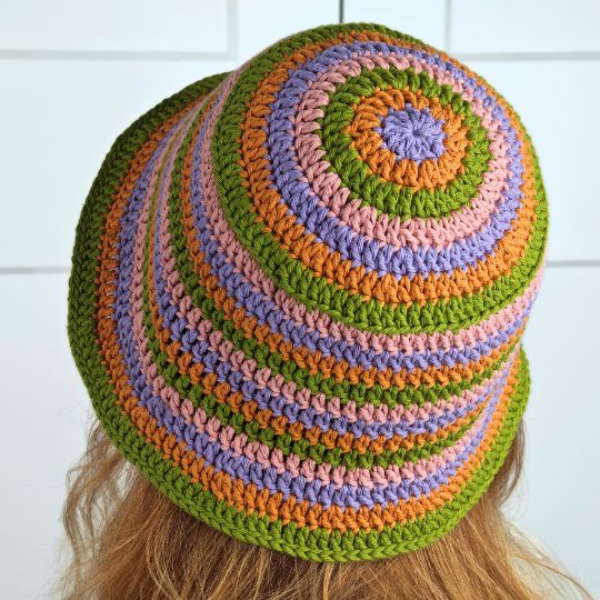 Striped Crochet Bucket Hat